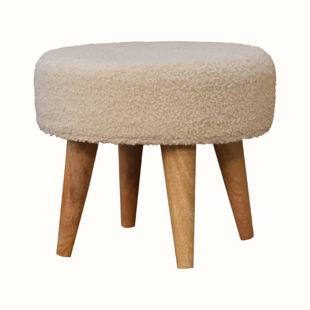 Bokel Home Footstools Boren Cream Boucle Mini Footstool