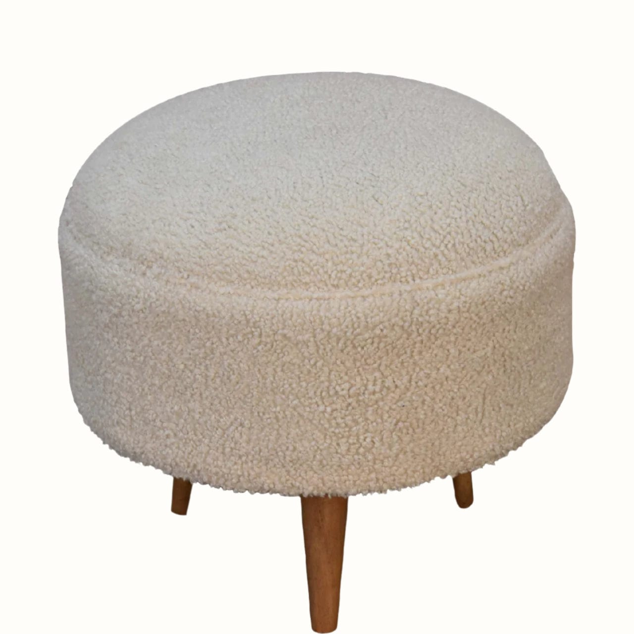 Bokel Home Footstools Button Bouclé Footstool - Cream/Natural