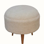 Bokel Home Footstools Button Bouclé Footstool - Cream/Natural