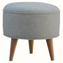 Bokel Home Footstools Button Tweed Footstool - Grey/Natural