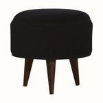 Bokel Home Footstools Button Velvet Footstool - Black/Walnut