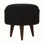 Bokel Home Footstools Button Velvet Footstool - Black/Walnut