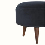 Bokel Home Footstools Button Velvet Footstool - Black/Walnut