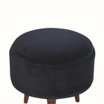 Bokel Home Footstools Button Velvet Footstool - Black/Walnut