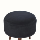Bokel Home Footstools Button Velvet Footstool - Black/Walnut