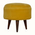 Bokel Home Footstools Button Velvet Footstool - Mustard/Walnut