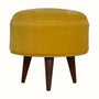 Bokel Home Footstools Button Velvet Footstool - Mustard/Walnut