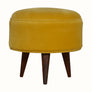 Bokel Home Footstools Button Velvet Footstool - Mustard/Walnut