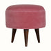 Bokel Home Footstools Button Velvet Footstool - Rose Pink/Walnut