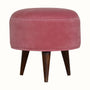 Bokel Home Footstools Button Velvet Footstool - Rose Pink/Walnut