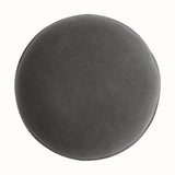Bokel Home Footstools Button Velvet Footstool - Stone Grey/Walnut
