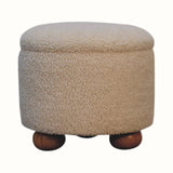 Bokel Home Footstools Jalla Bouclé Storage Footstool - Cream/Natural