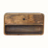 A wall-mounted bedside table made of mango wood with a natural finish, featuring a drawer and an open shelf.