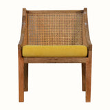 Bokel Home Seeley Cane Accent Chair - Mustard Velvet/Natural