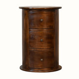 Bokel Home Side Tables Holt 3 Drawer Drum Side Table, Medium - Chestnut