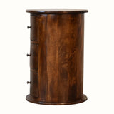 Bokel Home Side Tables Holt 3 Drawer Drum Side Table, Medium - Chestnut