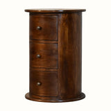 Bokel Home Side Tables Holt 3 Drawer Drum Side Table, Medium - Chestnut