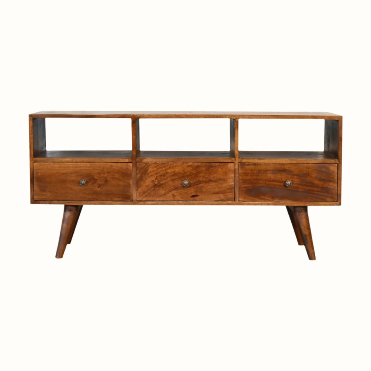 Bokel Home TV Stands Fogel Open Triple Drawer TV Stand - Chestnut