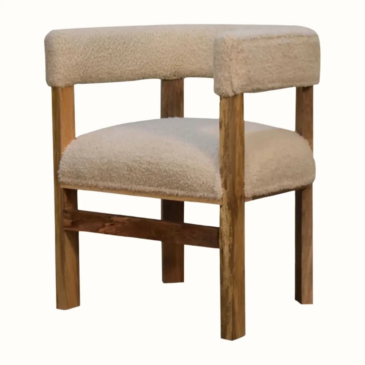 Boren Cream Boucle Accent Chair Accent Chairs - Bokel Home