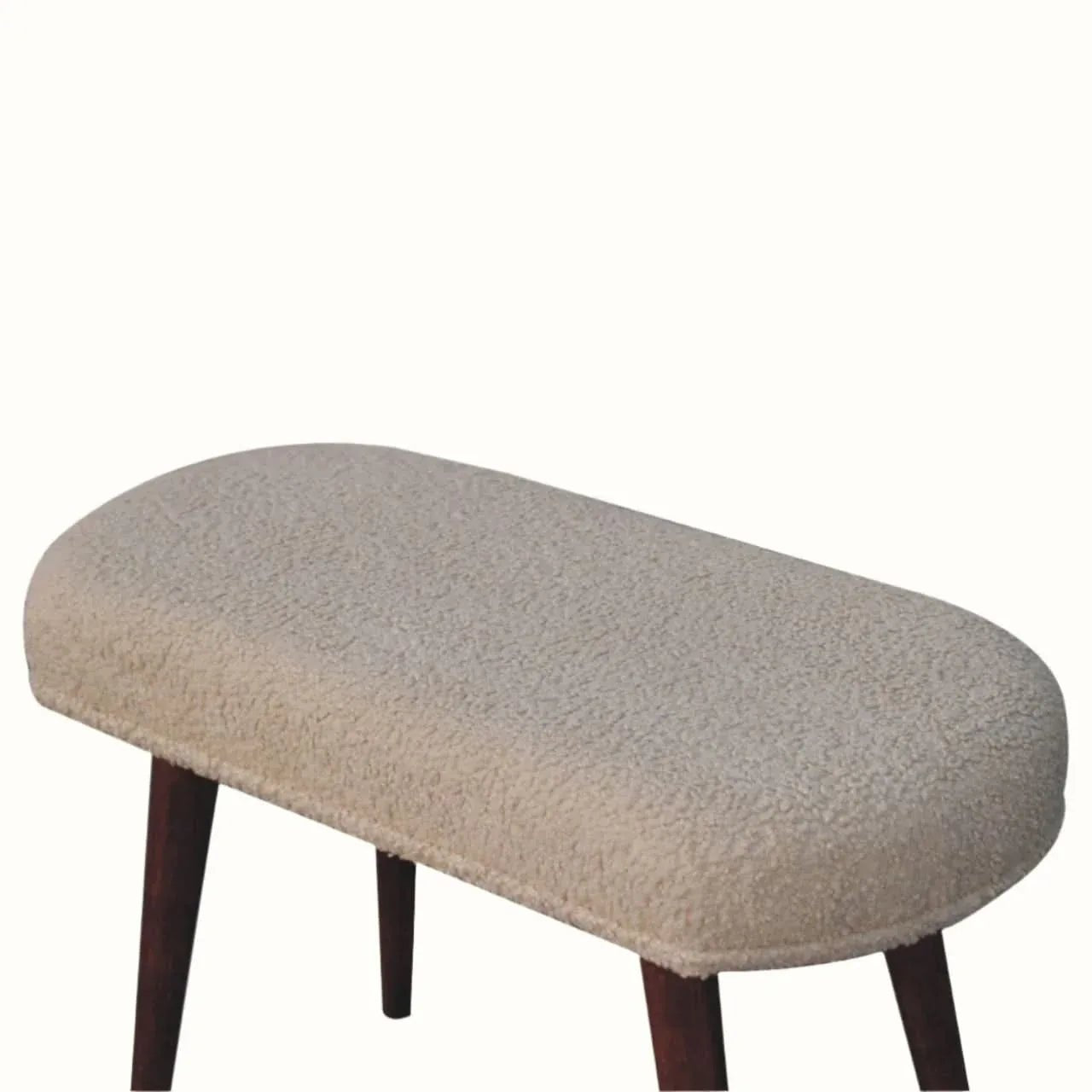 Boren Cream Boucle Bench - Honey Caramel Bench - Bokel Home
