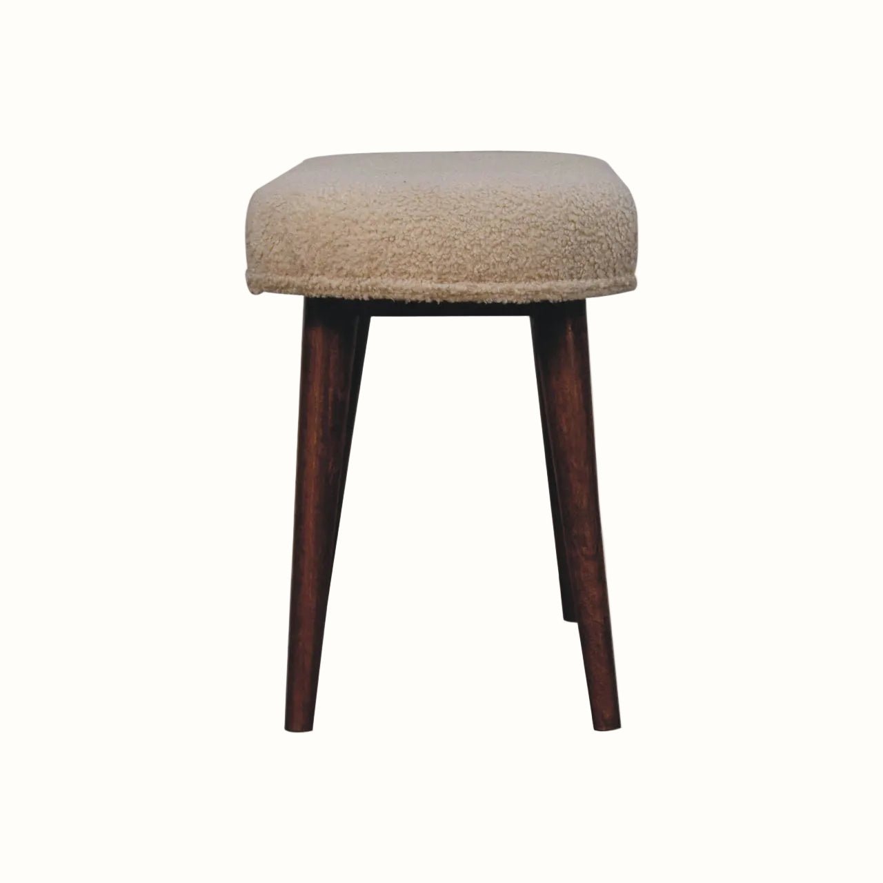 Boren Cream Boucle Bench - Honey Caramel Bench - Bokel Home