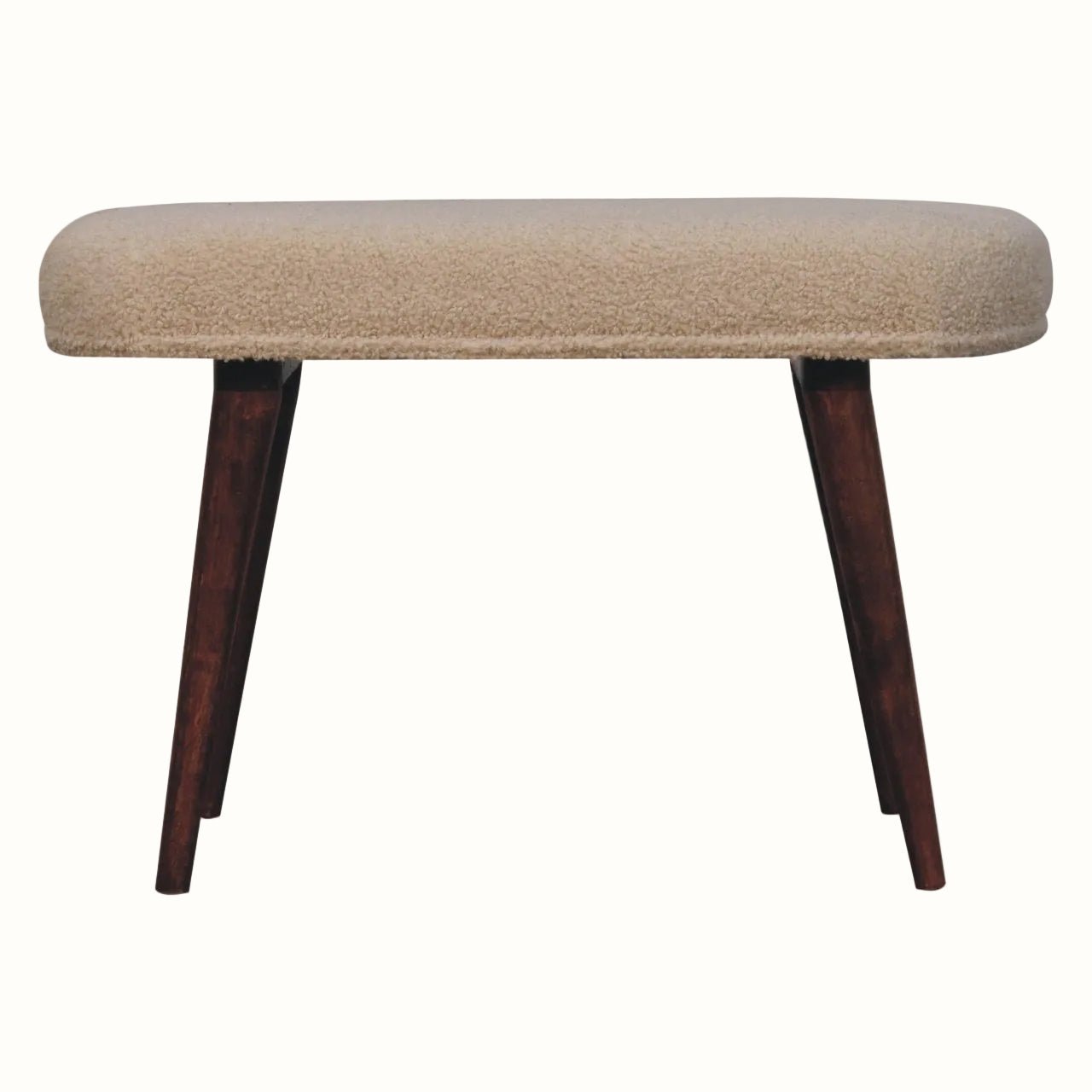 Boren Cream Boucle Bench - Honey Caramel Bench - Bokel Home