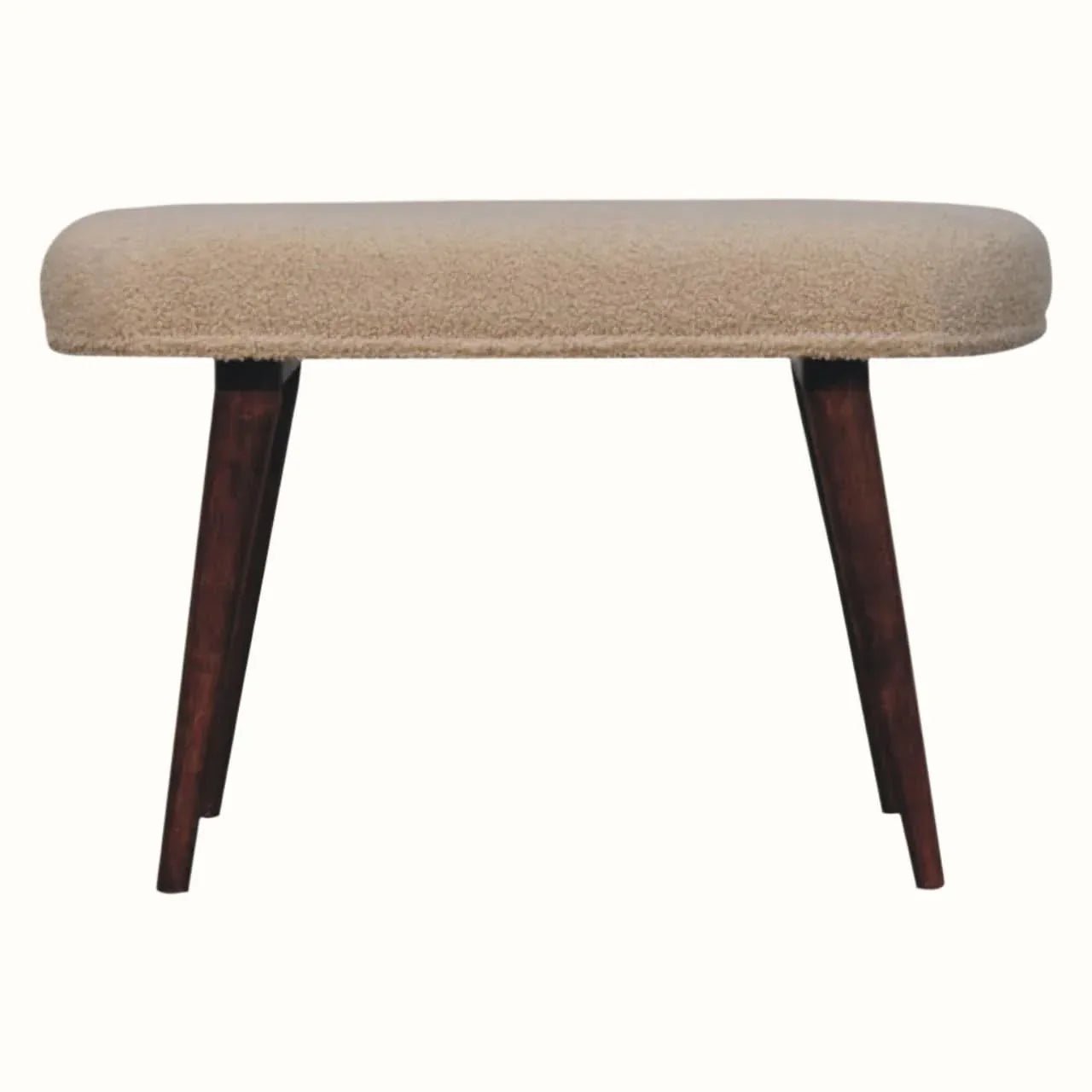 Boren Cream Boucle Bench - Honey Caramel Bench - Bokel Home