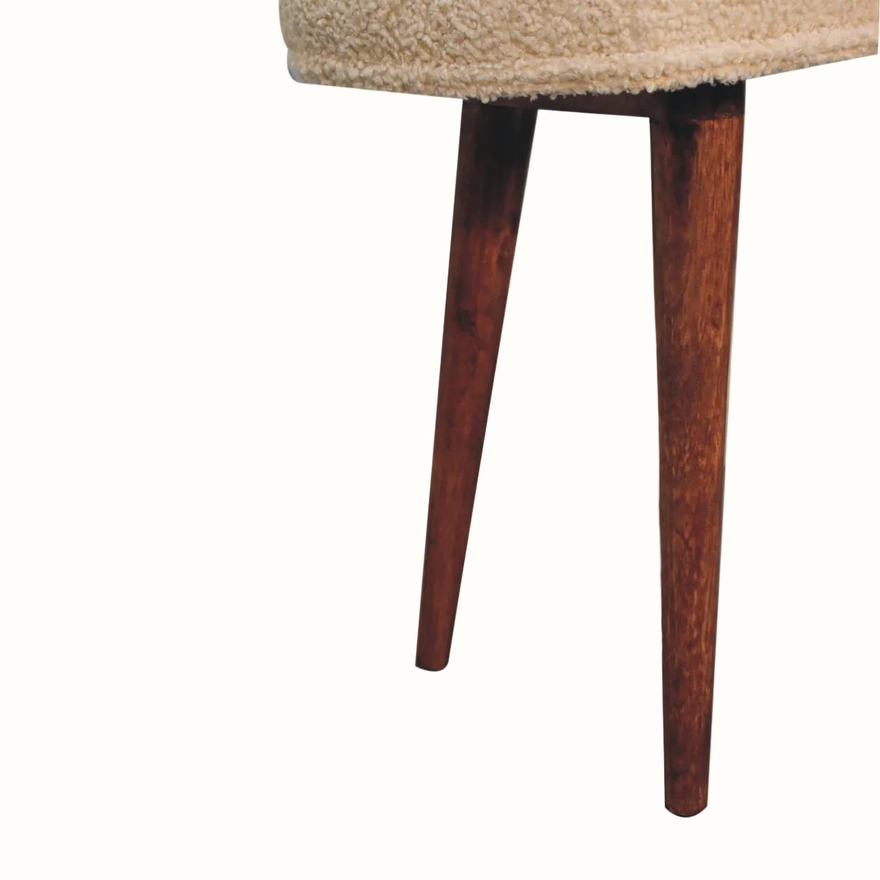 Boren Cream Boucle Bench - Honey Caramel Bench - Bokel Home