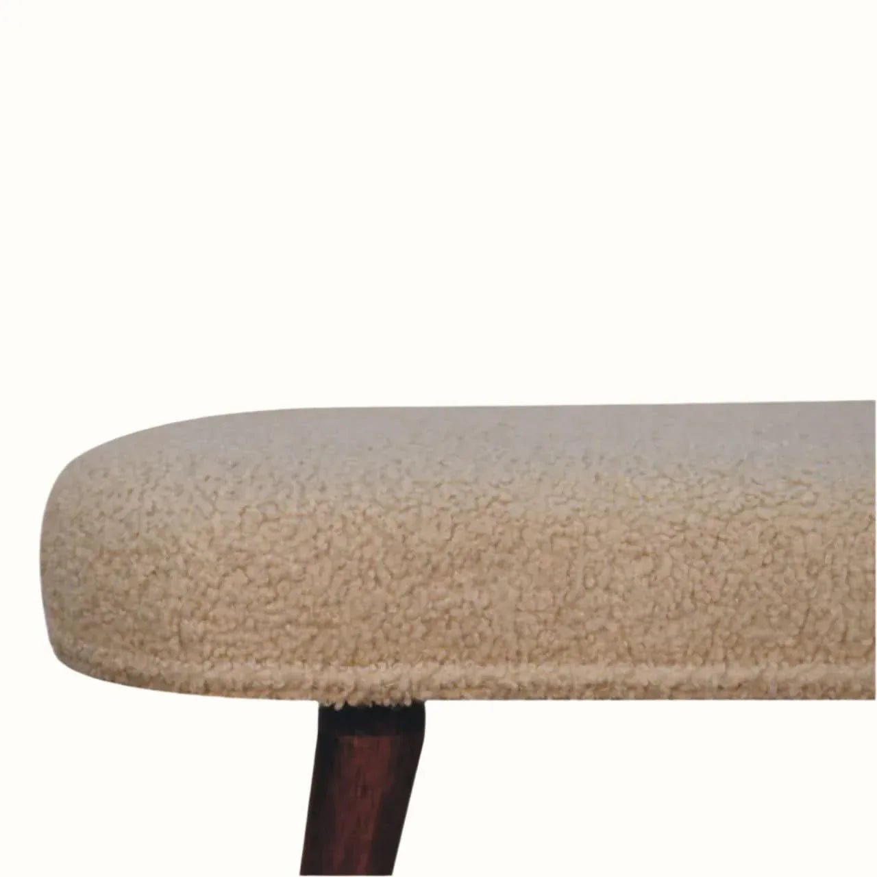 Boren Cream Boucle Bench - Honey Caramel Bench - Bokel Home