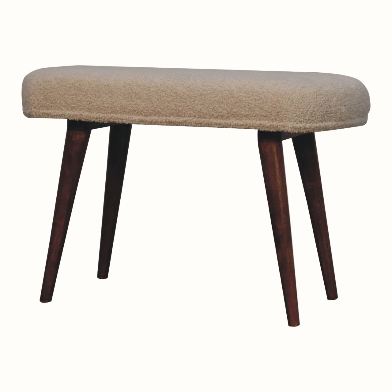 Boren Cream Boucle Bench - Honey Caramel Bench - Bokel Home