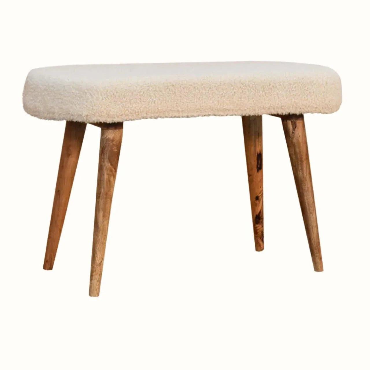 Boren Cream Boucle Bench - Natural Bench - Bokel Home