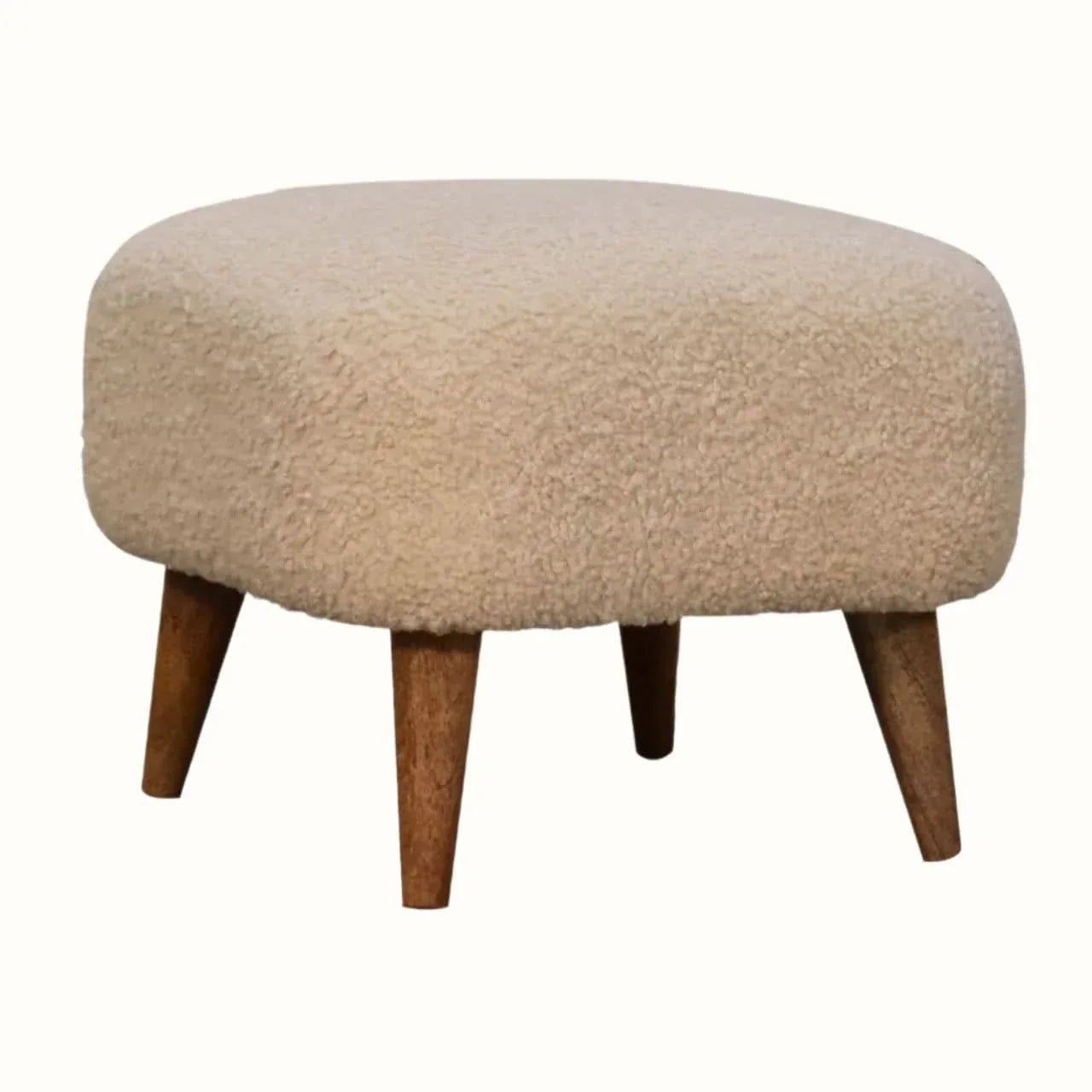 Boren Cream Boucle Footstool Footstools - Bokel Home