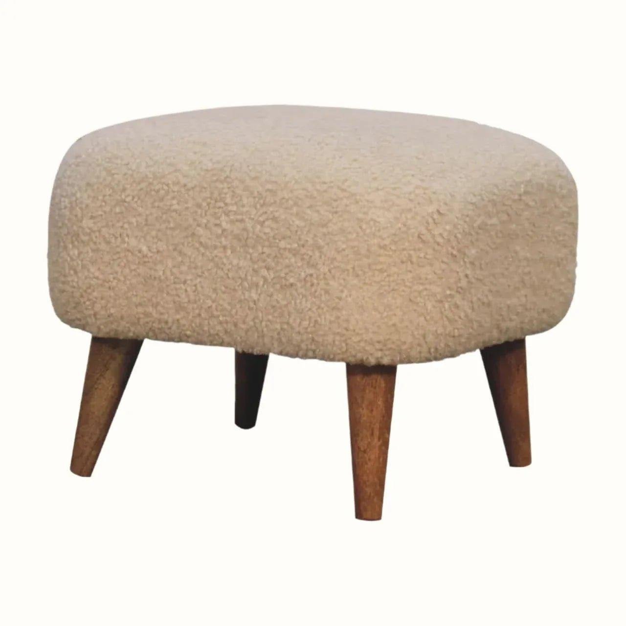 Boren Cream Boucle Footstool Footstools - Bokel Home