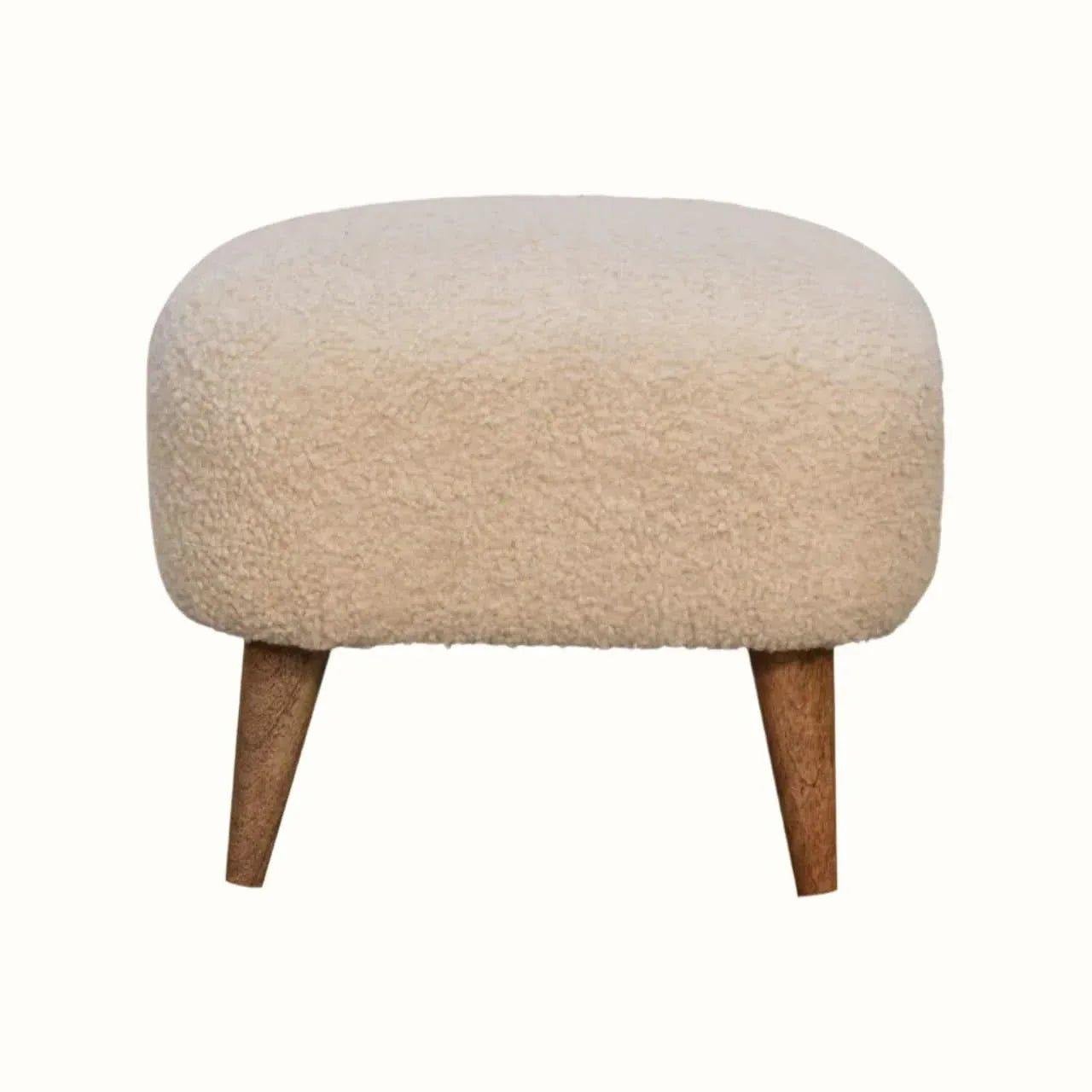 Boren Cream Boucle Footstool Footstools - Bokel Home