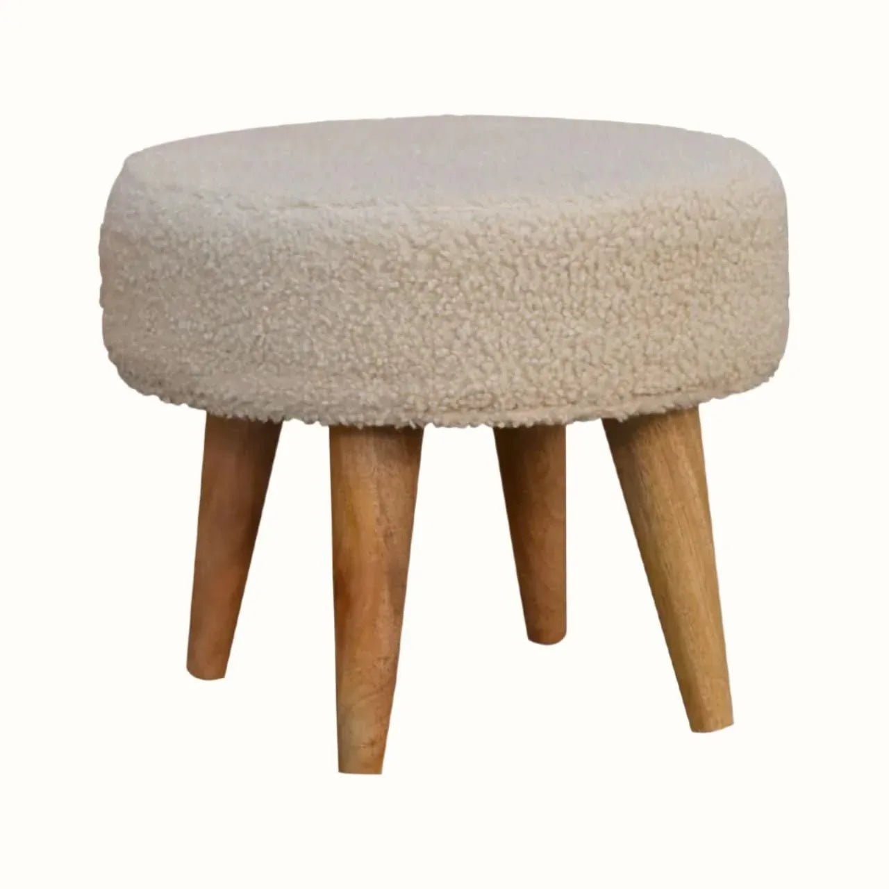 Boren Cream Boucle Mini Footstool Footstools - Bokel Home