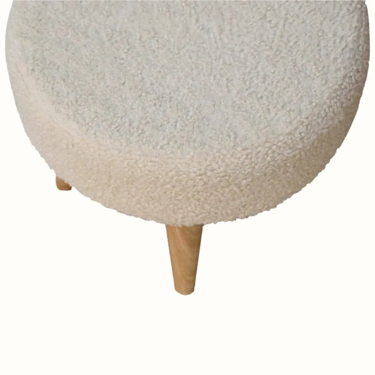 Boren Cream Boucle Mini Footstool Footstools - Bokel Home