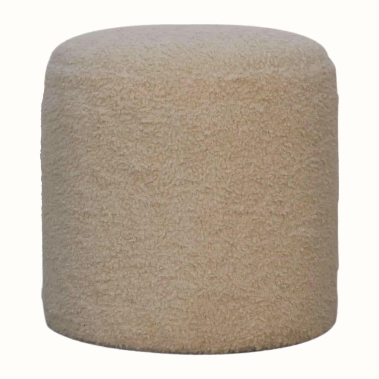 Boren Cream Boucle Pouffe Pouffe - Bokel Home
