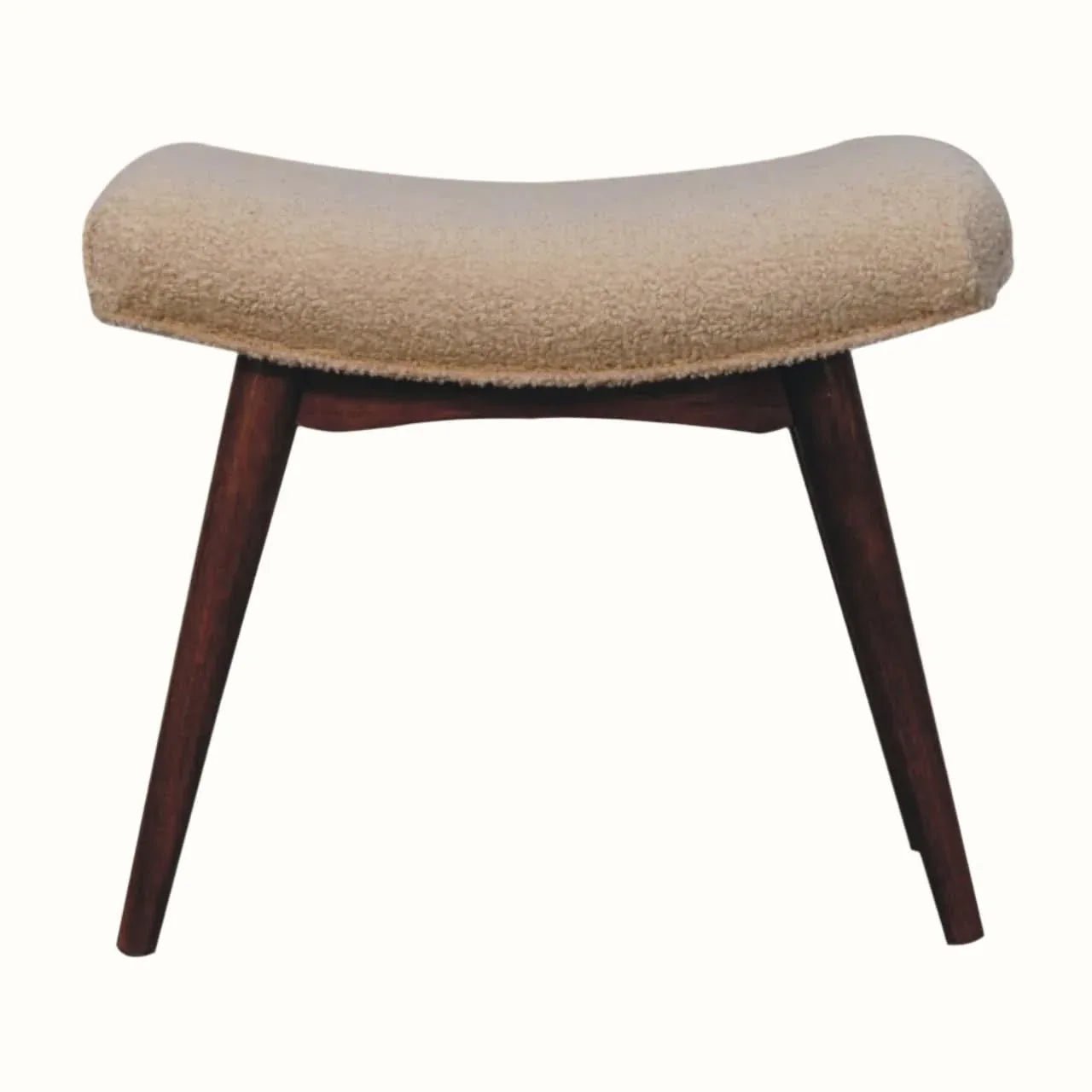 Boren Cream Boucle Stool - Honey Caramel Bench - Bokel Home