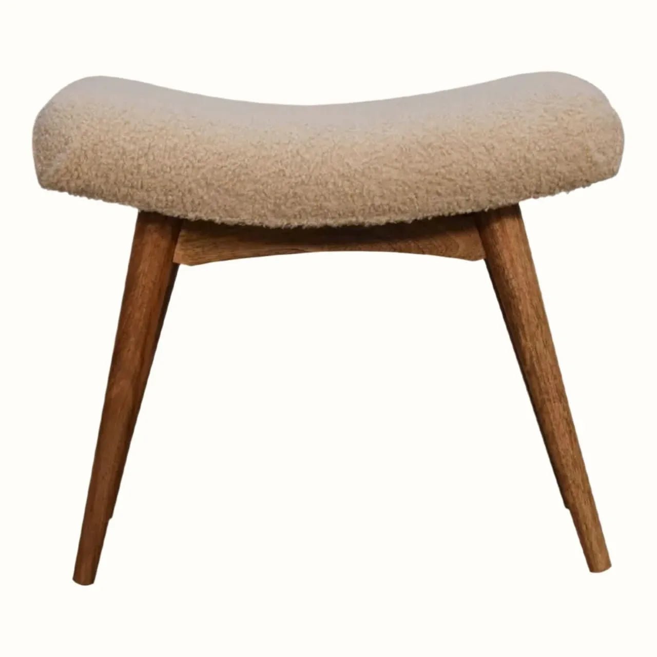 Boren Cream Boucle Stool - Natural Stools - Bokel Home