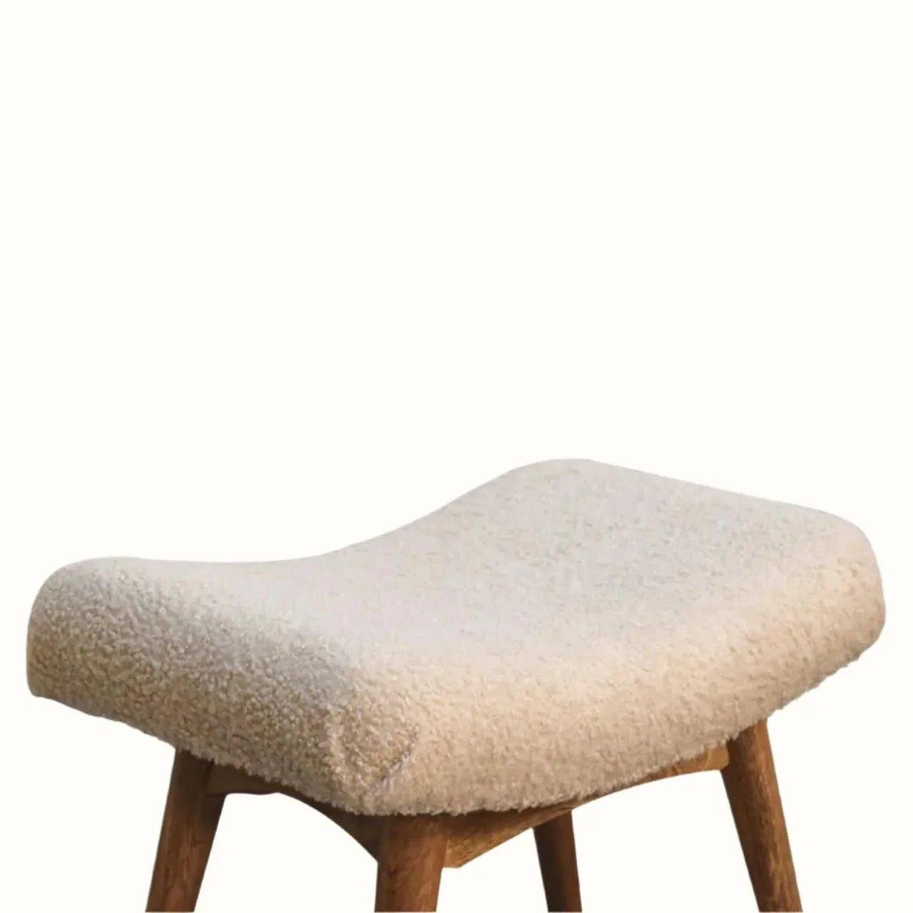 Boren Cream Boucle Stool - Natural Stools - Bokel Home