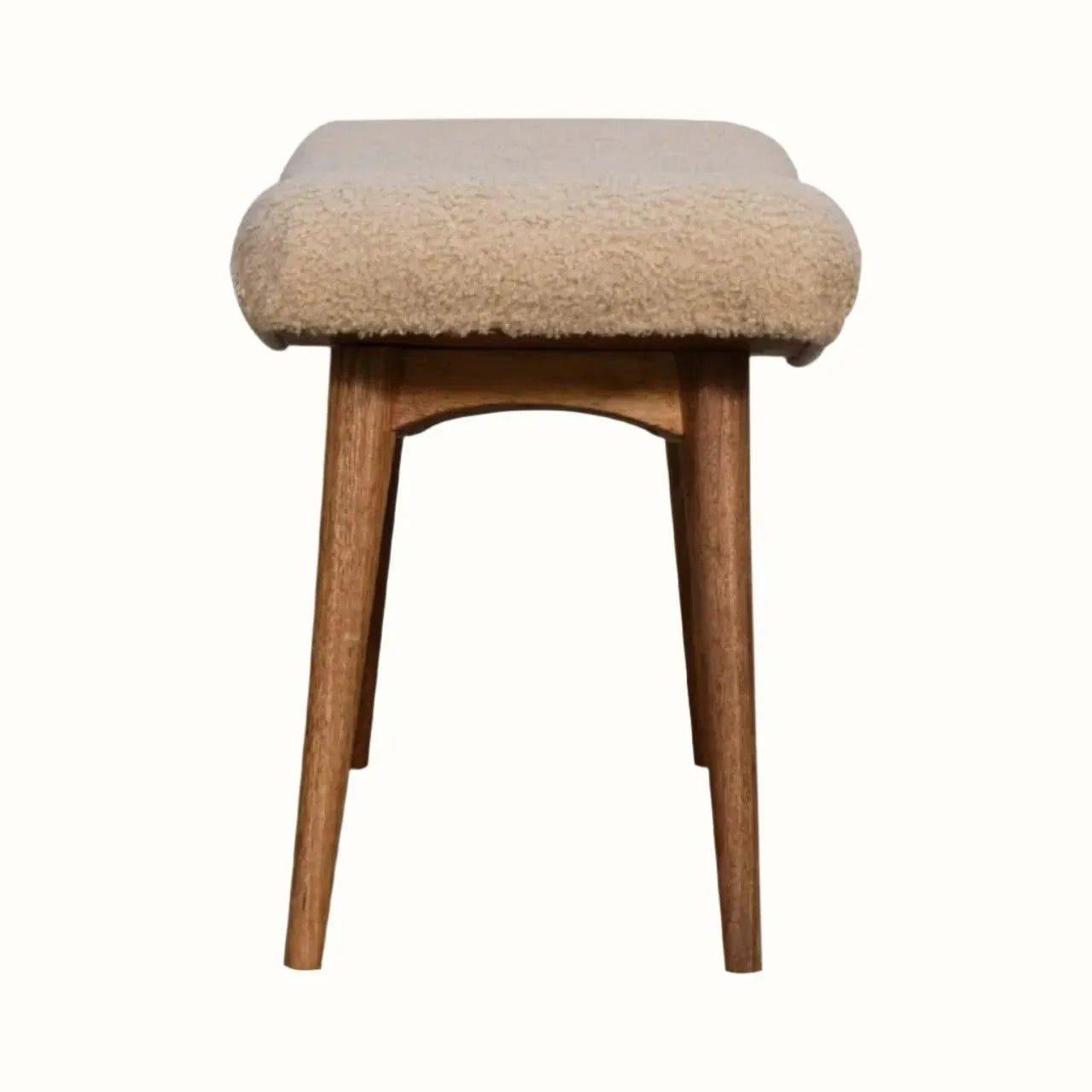 Boren Cream Boucle Stool - Natural Stools - Bokel Home