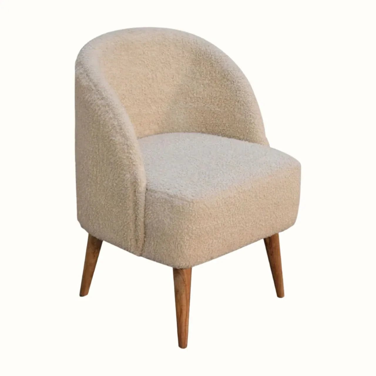 Boren Cream Boucle Tub Chair Accent Chairs - Bokel Home
