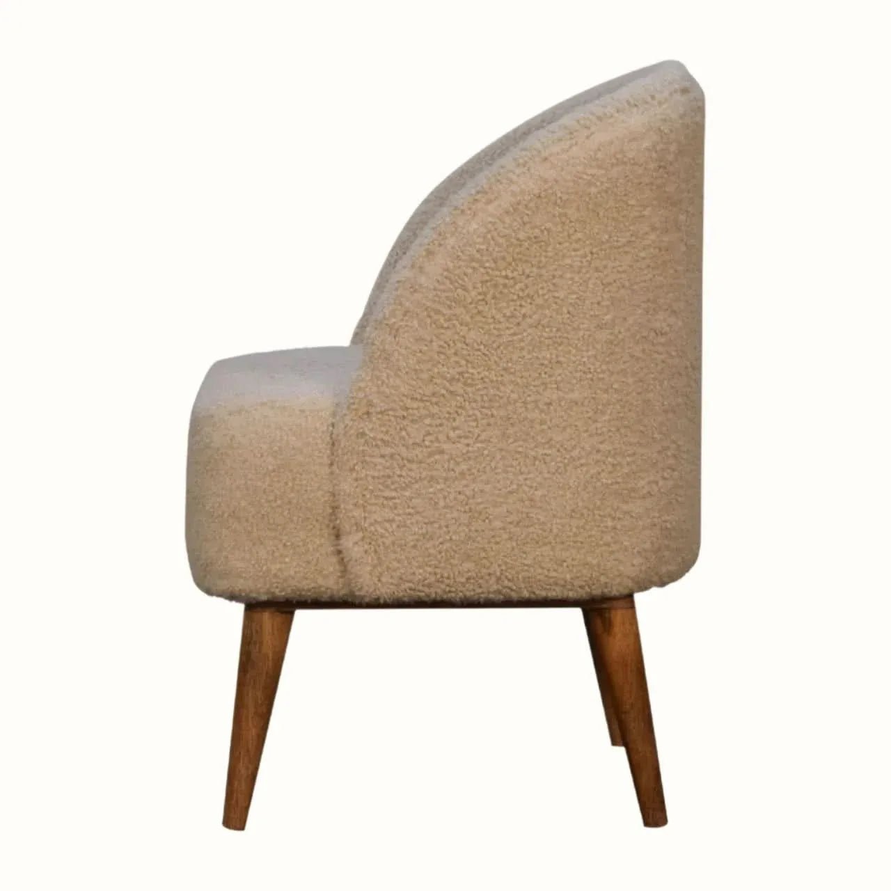 Boren Cream Boucle Tub Chair Accent Chairs - Bokel Home