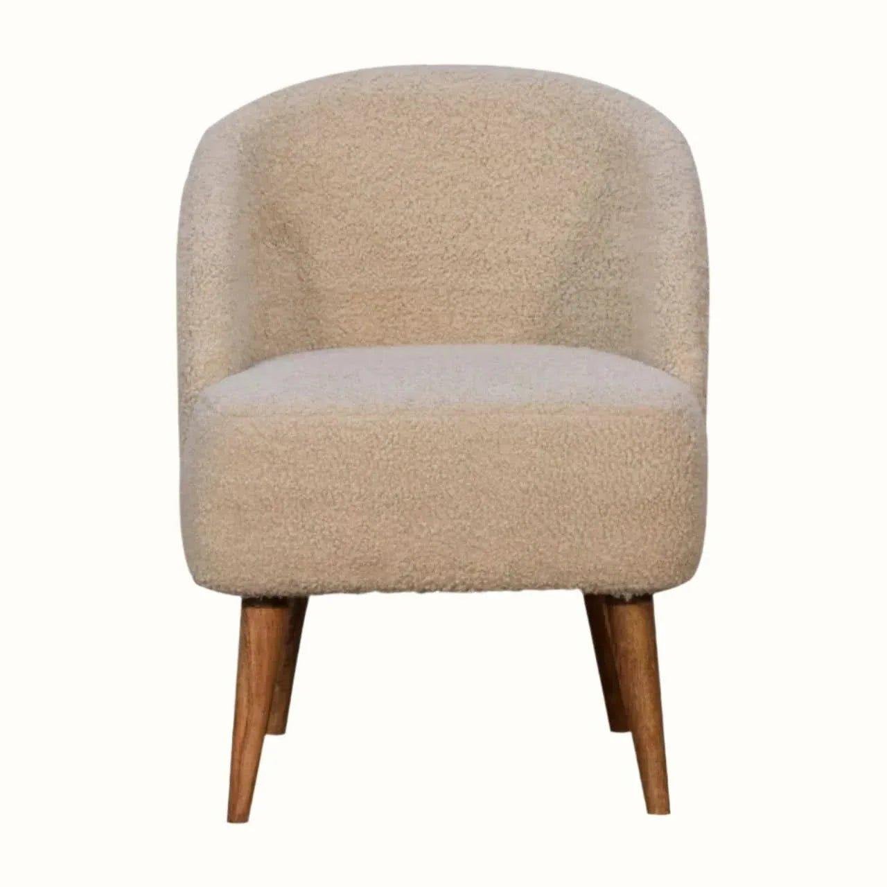Boren Cream Boucle Tub Chair Accent Chairs - Bokel Home