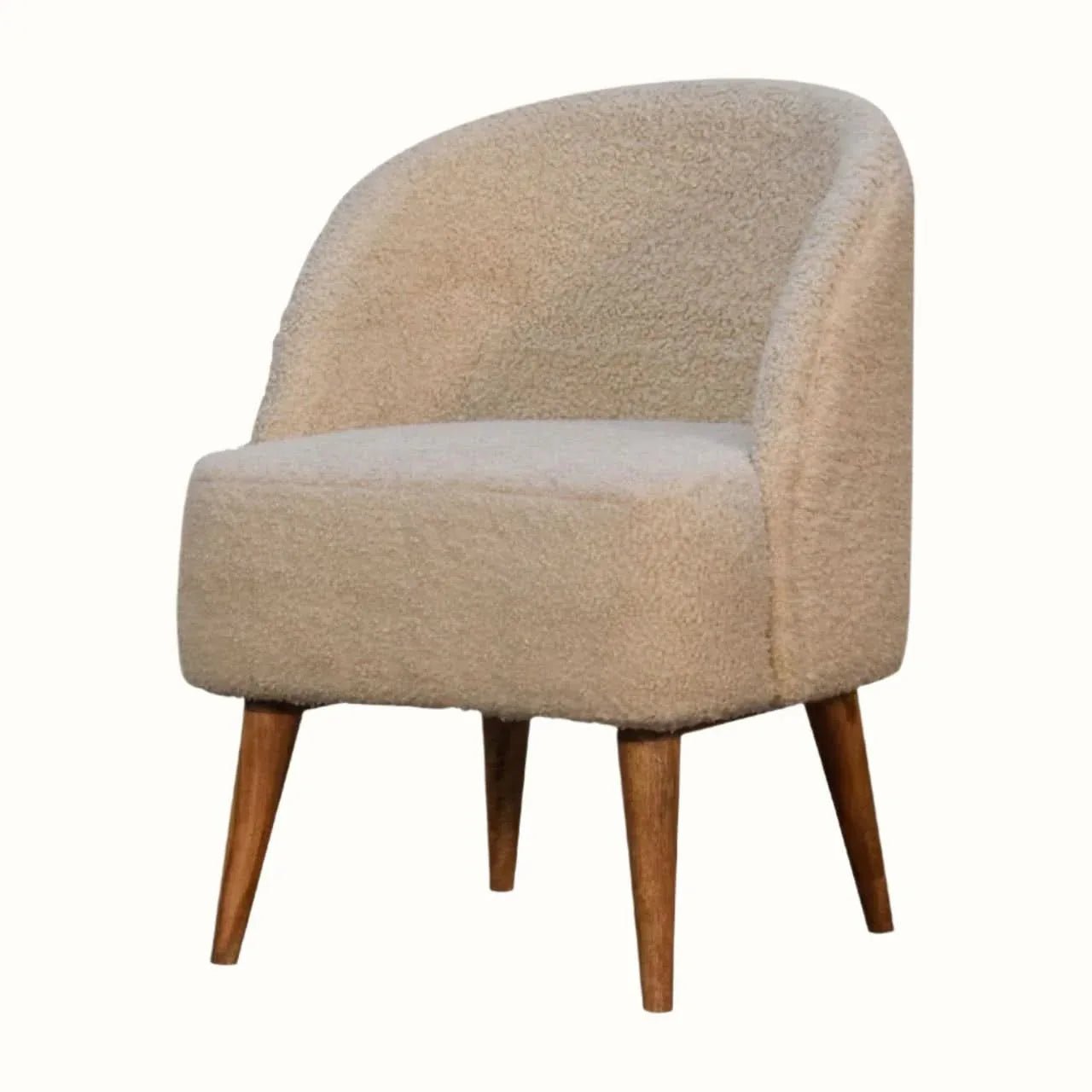 Boren Cream Boucle Tub Chair Accent Chairs - Bokel Home