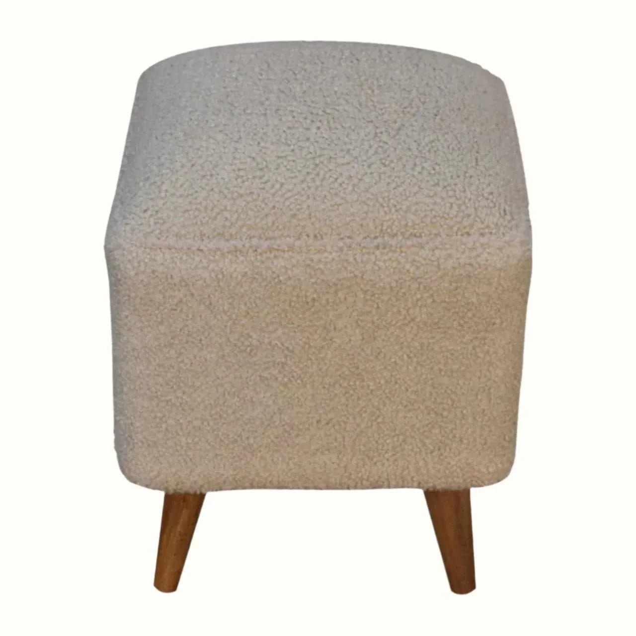 Boren Cream BoucleCube Footstool Footstools - Bokel Home