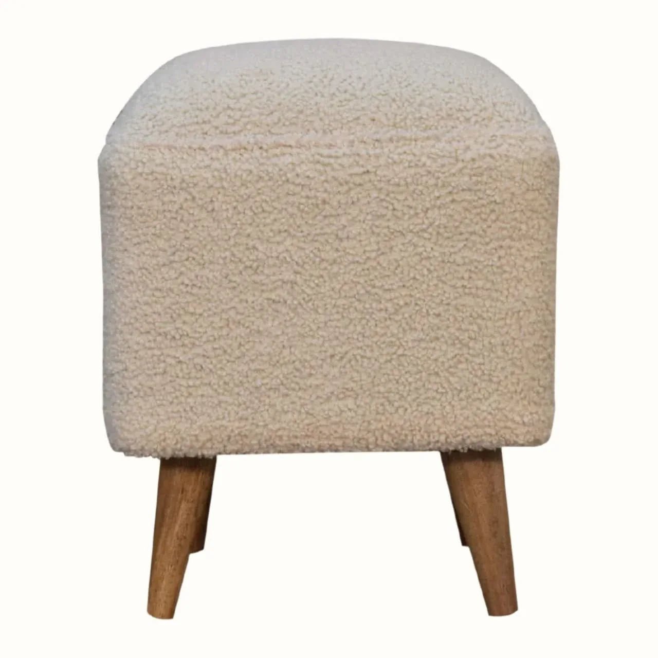 Boren Cream BoucleCube Footstool Footstools - Bokel Home