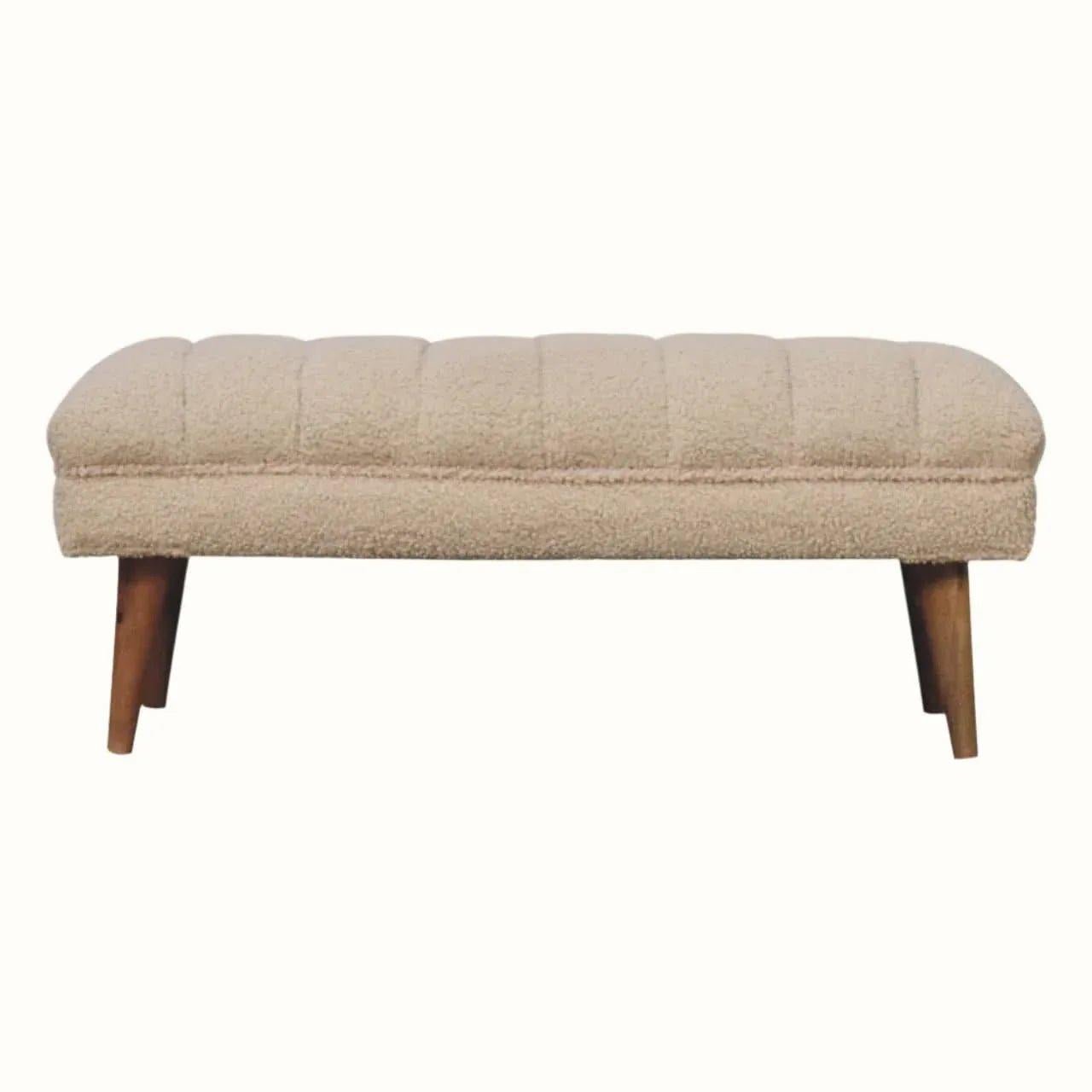 Boren Large Boucle Bench - Cream/Natural Bench - Bokel Home