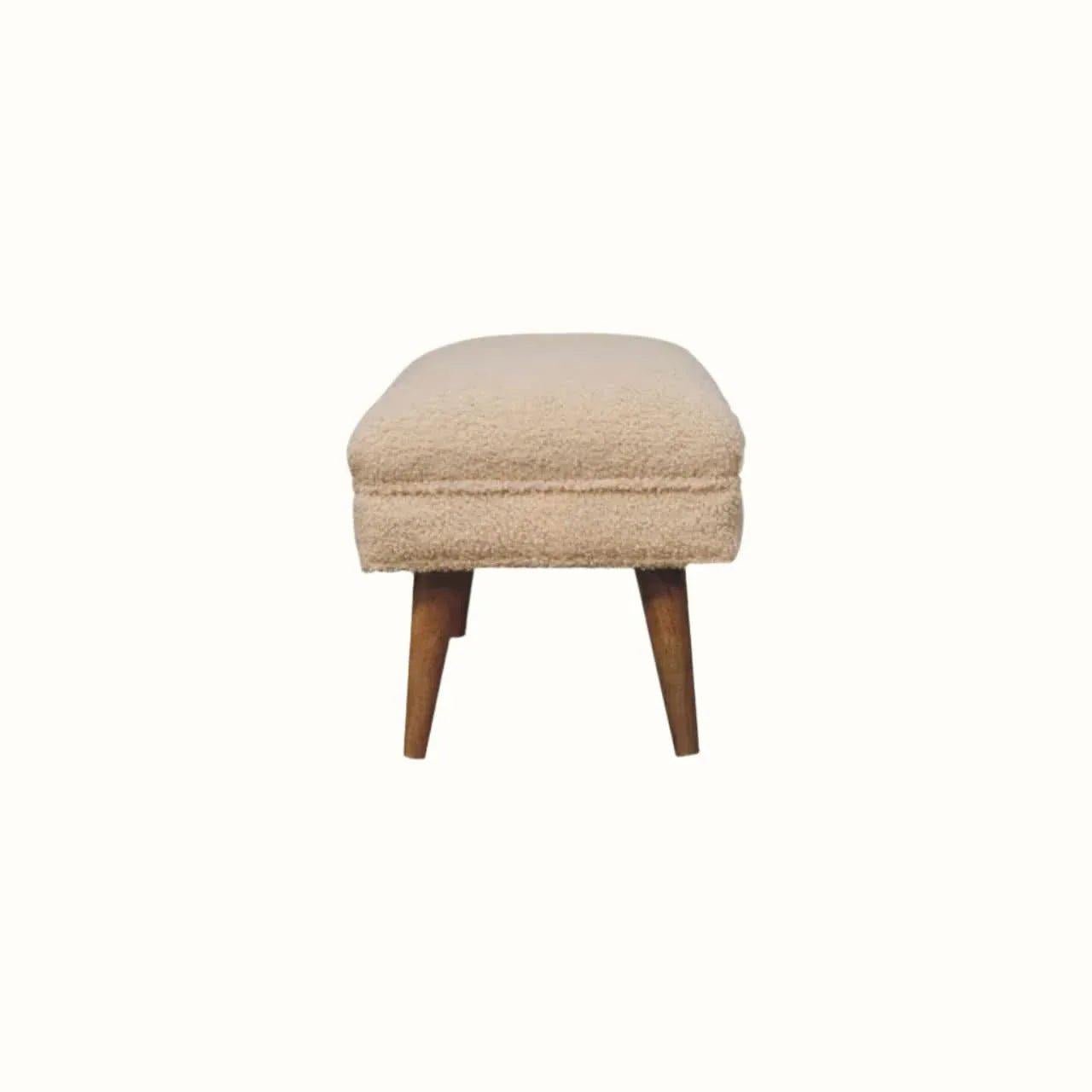 Boren Large Boucle Bench - Cream/Natural Bench - Bokel Home