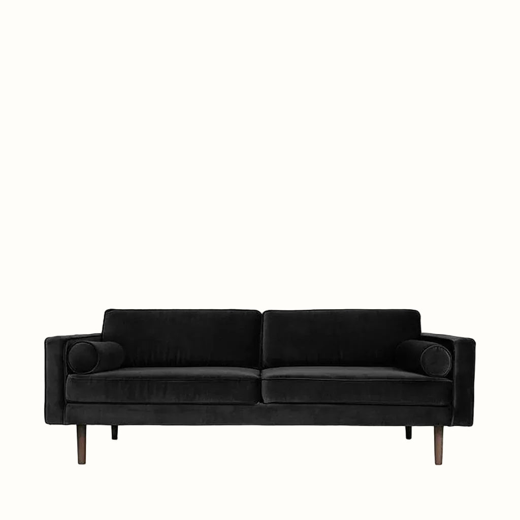 Broste Wind 2 Seater Sofa - Black Velvet Sofa - Bokel Home